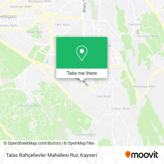 Talas Bahçelievler Mahallesi Ruz map