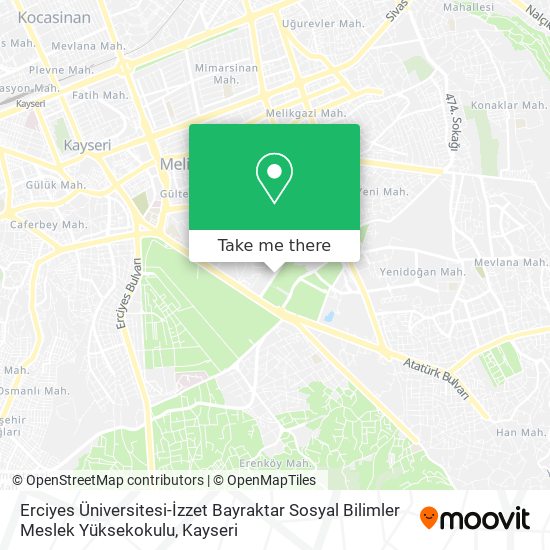 Erciyes Üniversitesi-İzzet Bayraktar Sosyal Bilimler Meslek Yüksekokulu map