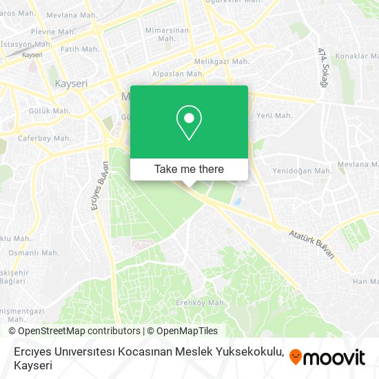 Ercıyes Unıversıtesı Kocasınan Meslek Yuksekokulu map