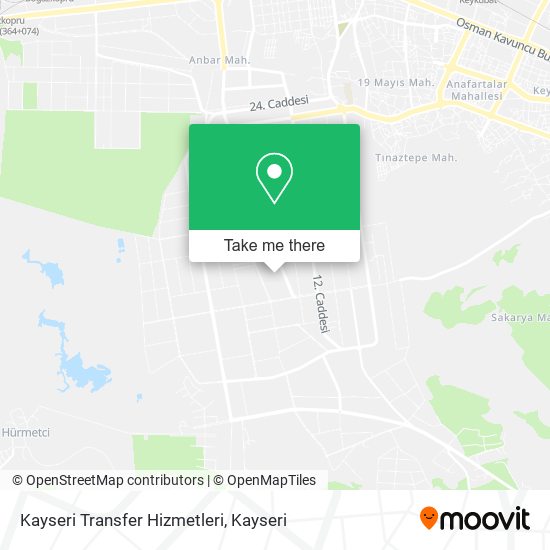 Kayseri Transfer Hizmetleri map