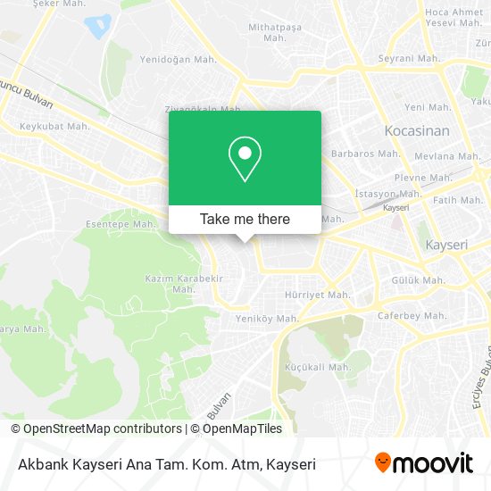 Akbank Kayseri Ana Tam. Kom. Atm map