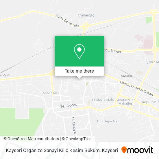 Kayseri Organize Sanayi Kılıç Kesim Büküm map