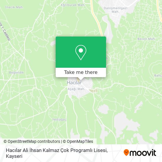 Hacılar Ali İhsan Kalmaz Çok Programlı Lisesi map