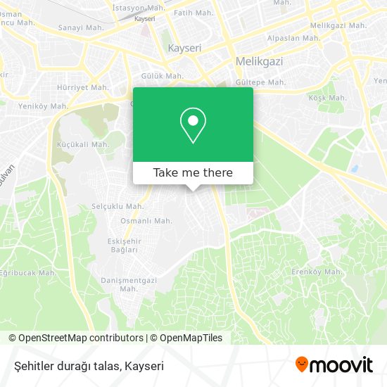 Şehitler durağı talas map