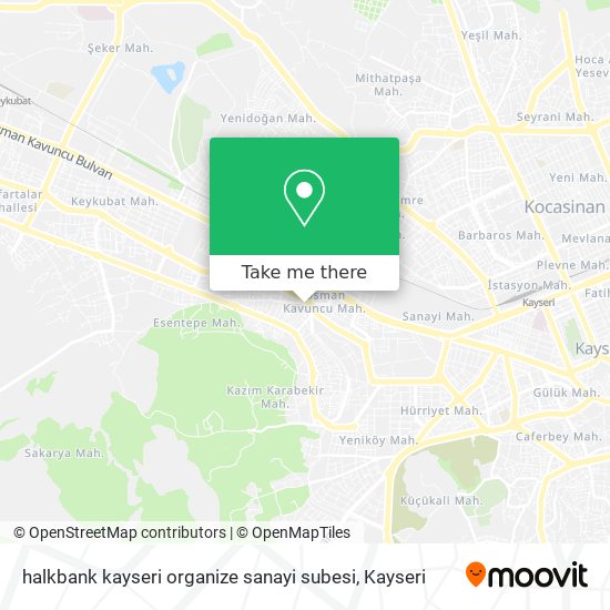 halkbank kayseri organize sanayi subesi map