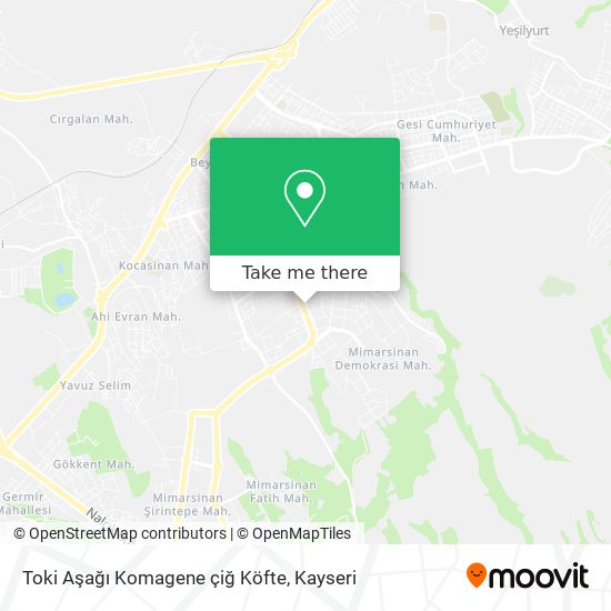 Toki Aşağı Komagene çiğ Köfte map