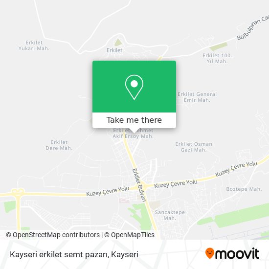 Kayseri erkilet semt pazarı map