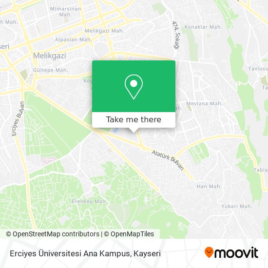 Erciyes Üniversitesi Ana Kampus map