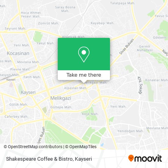 how to get to shakespeare coffee bistro in melikgazi by bus or light rail