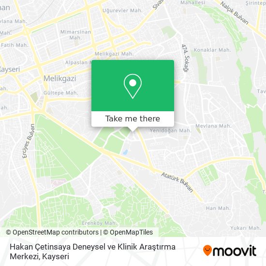 Hakan Çetinsaya Deneysel ve Klinik Araştırma Merkezi map