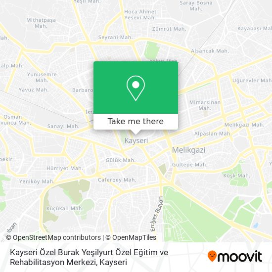 Kayseri Özel Burak Yeşilyurt Özel Eğitim ve Rehabilitasyon Merkezi map