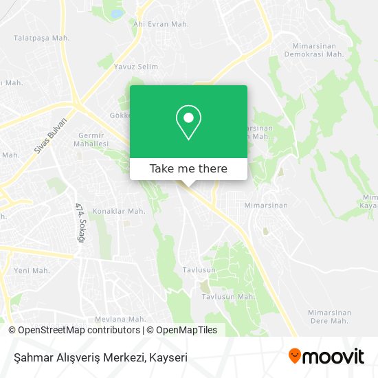 how to get to sahmar alisveris merkezi in talas by bus or light rail