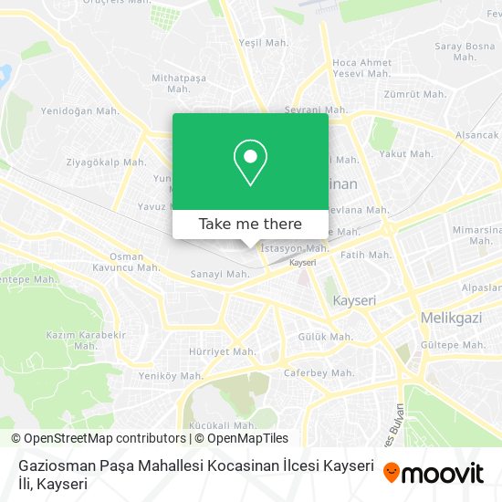 Gaziosman Paşa Mahallesi Kocasinan İlcesi Kayseri İli map