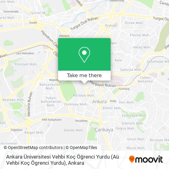 Ankara Üniversitesi Vehbi Koç Öğrenci Yurdu (Aü Vehbi Koç Ögrenci Yurdu) map