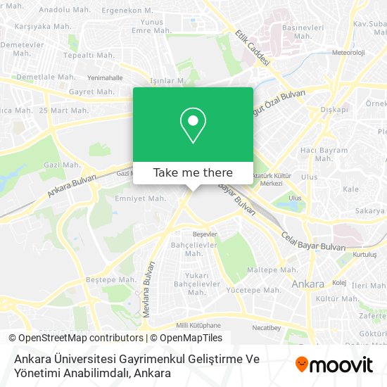Ankara Üniversitesi Gayrimenkul Geliştirme Ve Yönetimi Anabilimdalı map