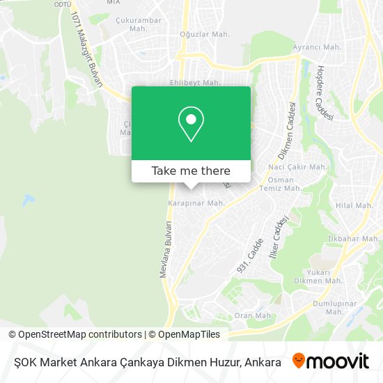 ŞOK Market Ankara Çankaya Dikmen Huzur map