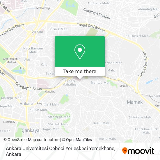 Ankara Universitesi Cebeci Yerleskesi Yemekhane map