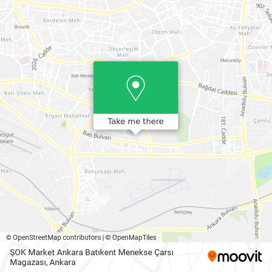 ŞOK Market Ankara Batıkent Menekse Çarsı Magazası map