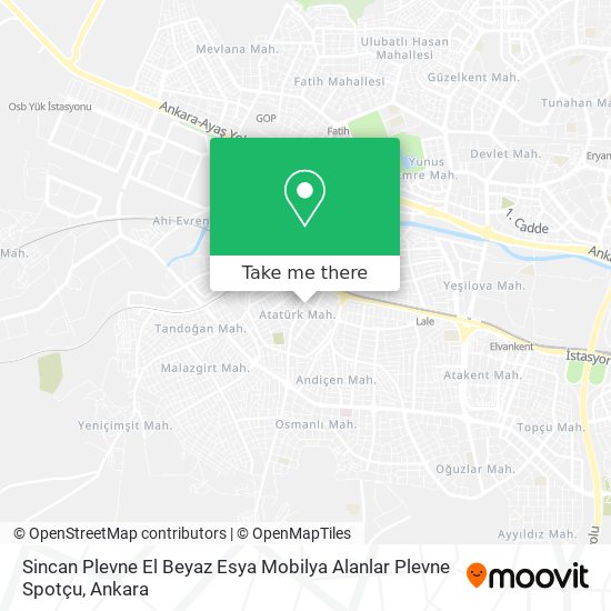 Sincan Plevne El Beyaz Esya Mobilya Alanlar Plevne Spotçu map