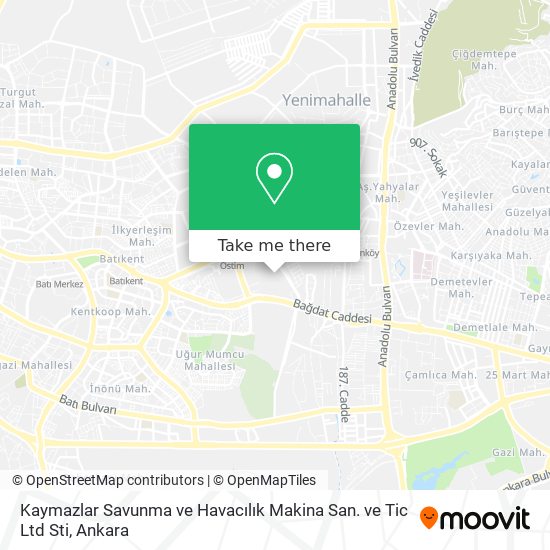 Kaymazlar Savunma ve Havacılık Makina San. ve Tic Ltd Sti map