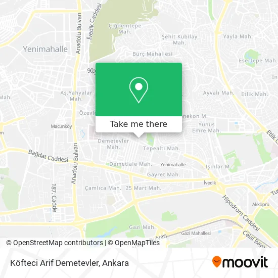 Köfteci Arif Demetevler map