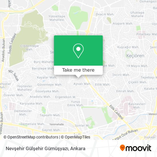 Nevşehir Gülşehir Gümüşyazı map
