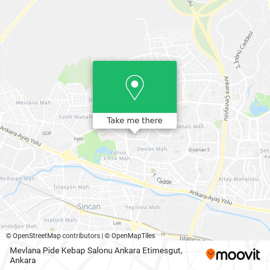 Mevlana Pide Kebap Salonu Ankara Etimesgut map