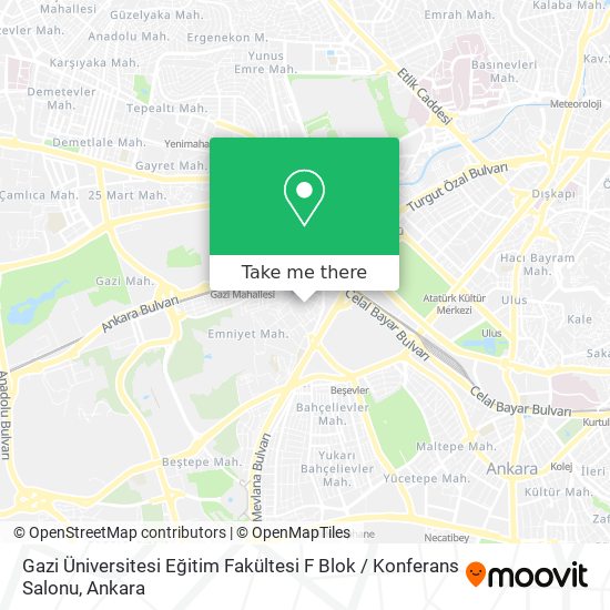 Gazi Üniversitesi Eğitim Fakültesi F Blok / Konferans Salonu map