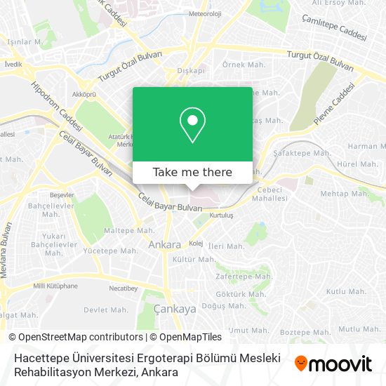 Hacettepe Üniversitesi Ergoterapi Bölümü Mesleki Rehabilitasyon Merkezi map