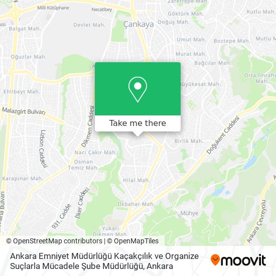 Ankara Emniyet Müdürlüğü Kaçakçılık ve Organize Suçlarla Mücadele Şube Müdürlüğü map
