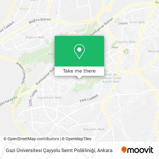 Gazi Üniversitesi Çayyolu Semt Polikliniği map