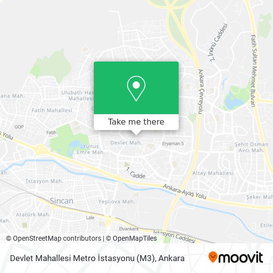 Devlet Mahallesi Metro İstasyonu (M3) map