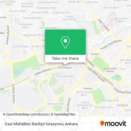 Gazi Mahallesi Banliyö İstasyonu map