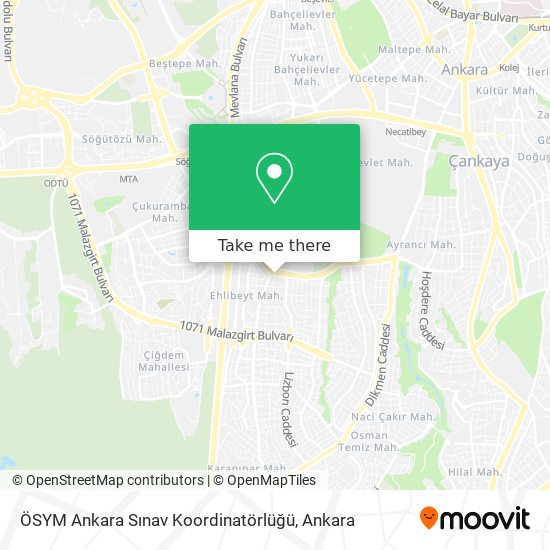 ÖSYM Ankara Sınav Koordinatörlüğü map