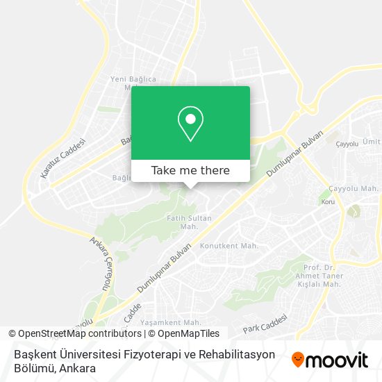 Başkent Üniversitesi Fizyoterapi ve Rehabilitasyon Bölümü map