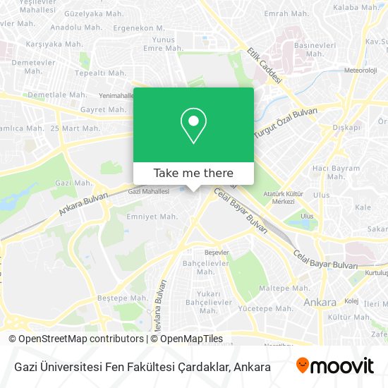 Gazi Üniversitesi Fen Fakültesi Çardaklar map