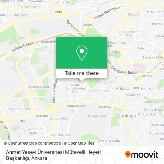 Ahmet Yesevi Üniversitesi Mütevelli Heyeti Başkanlığı map