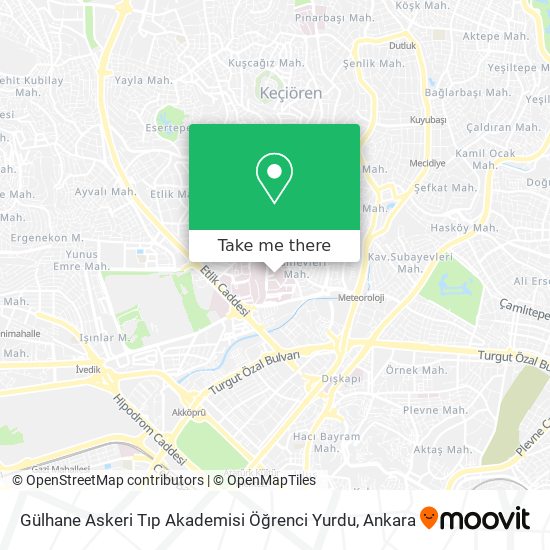 Gülhane Askeri Tıp Akademisi Öğrenci Yurdu map