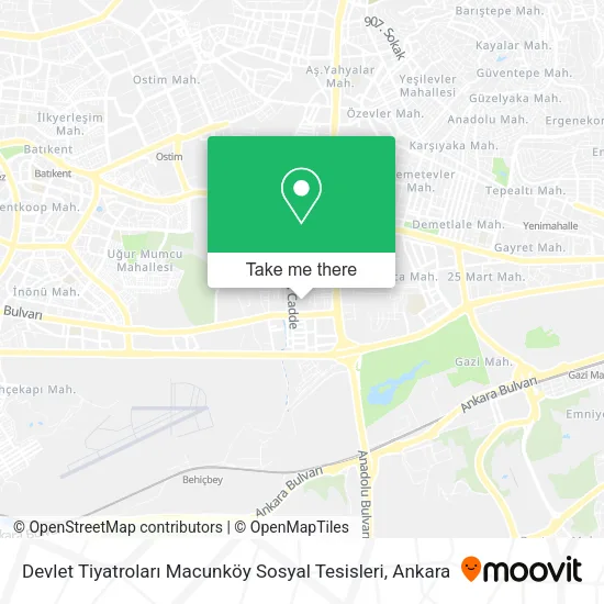 Devlet Tiyatroları Macunköy Sosyal Tesisleri map