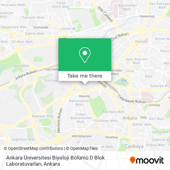 Ankara Üniversitesi Biyoloji Bölümü D Blok Laboratuvarları map