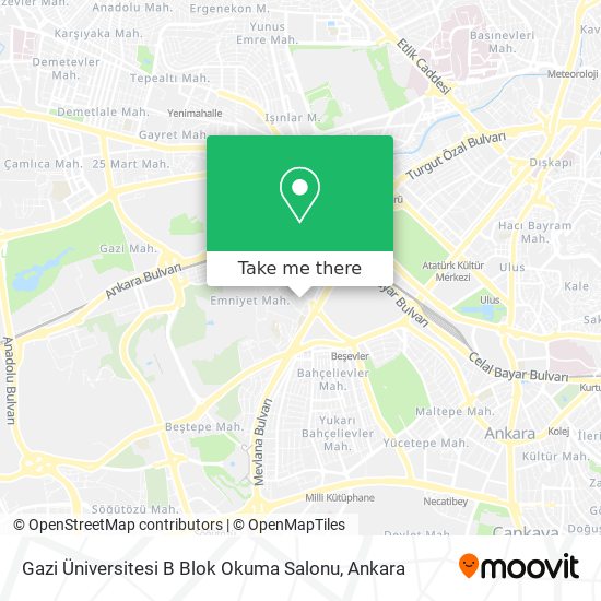 Gazi Üniversitesi B Blok Okuma Salonu map