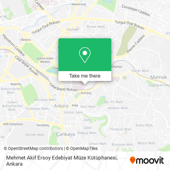 Mehmet Akif Ersoy Edebiyat Müze Kütüphanesi map