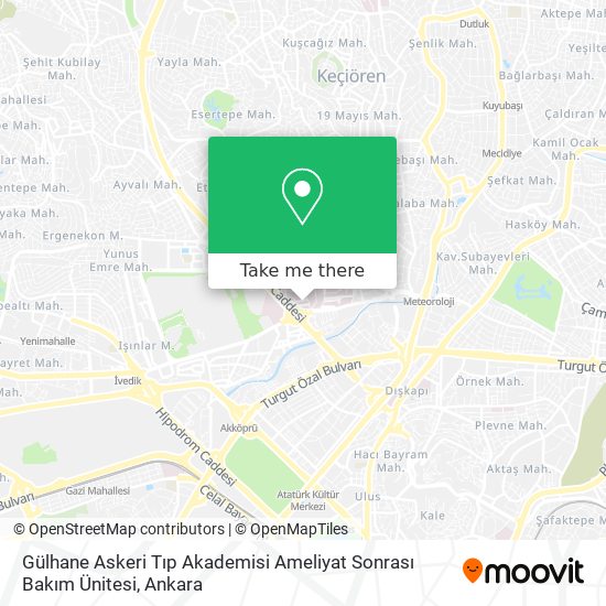 Gülhane Askeri Tıp Akademisi Ameliyat Sonrası Bakım Ünitesi map