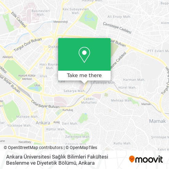 Ankara Üniversitesi Sağlık Bilimleri Fakültesi Beslenme ve Diyetetik Bölümü map