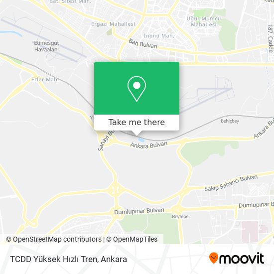TCDD Yüksek Hızlı Tren map