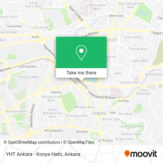 YHT Ankara - Konya Hattı map