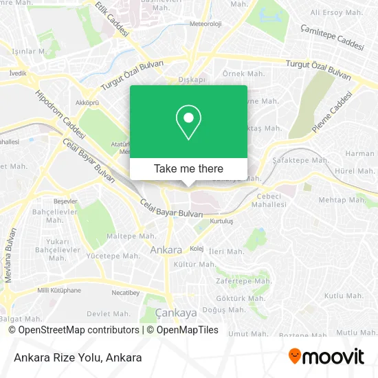 Ankara Rize Yolu map