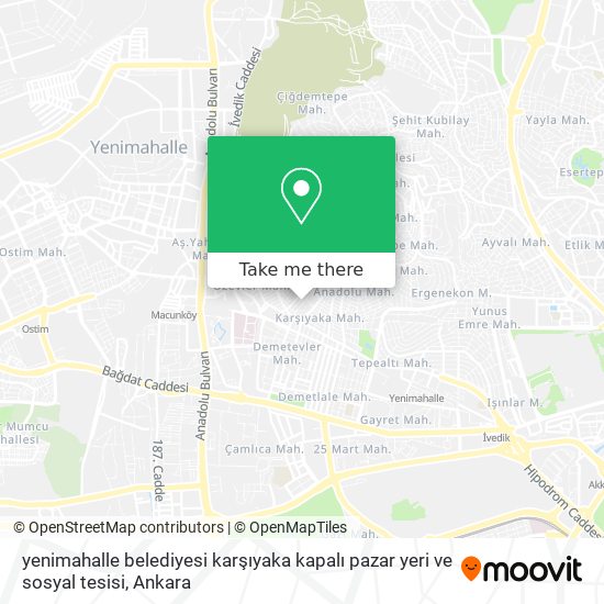 yenimahalle belediyesi karşıyaka kapalı pazar yeri ve sosyal tesisi map