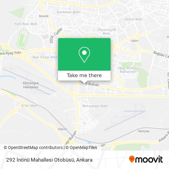 292 İnönü Mahallesi Otobüsü map