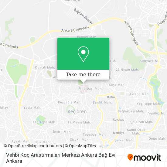 Vehbi Koç Araştırmaları Merkezi Ankara Bağ Evi map